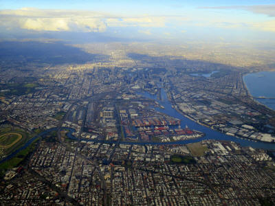 Aerial shot of Melbourne - August 2014 - photo by cvxmelody