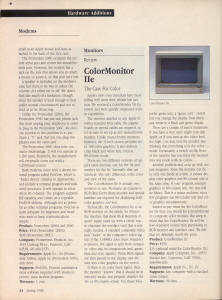 Review of ColorMonitor IIe from The Apple II Review (Spring 1986)