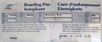 Eurostar boarding pass Brussels to London (1998) - cvxmelody