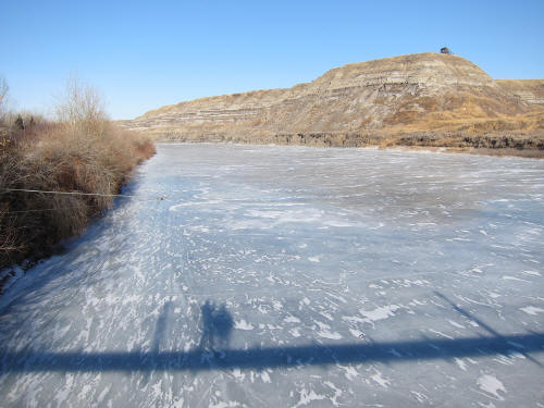 Red Deer River - completely frozen over - near Drumheller, Alberta (Feb 2012)