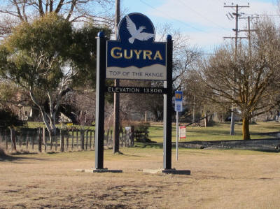 Guyra - Top of the Range - Elevation 1330m - road sign