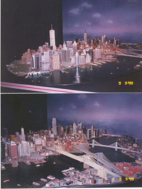 Inside the World Trade Center - scale model of Manhattan skyline - an actual exhibit situated on the Observation Deck level (Sep 5, 1999 NYC)