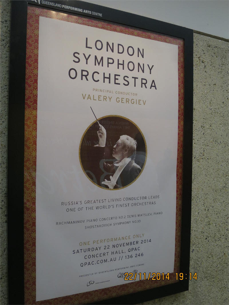 Concert poster - Denis Matsuev with London Symphony Orchestra & Valery Gergiev in Brisbane QPAC 22 November 2014